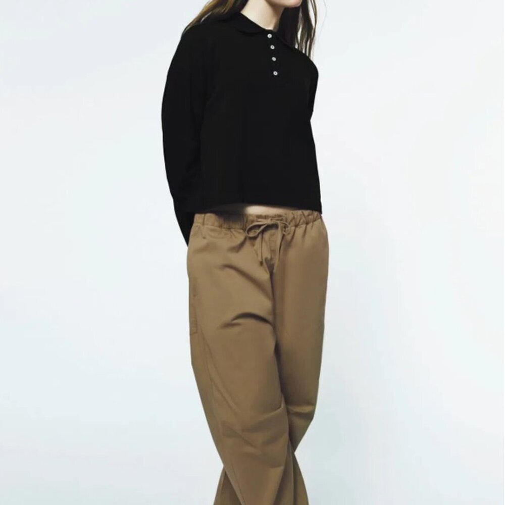 ZARA WOMEN Cotton Polo - Charcoal Size S NEW WITH TAG!